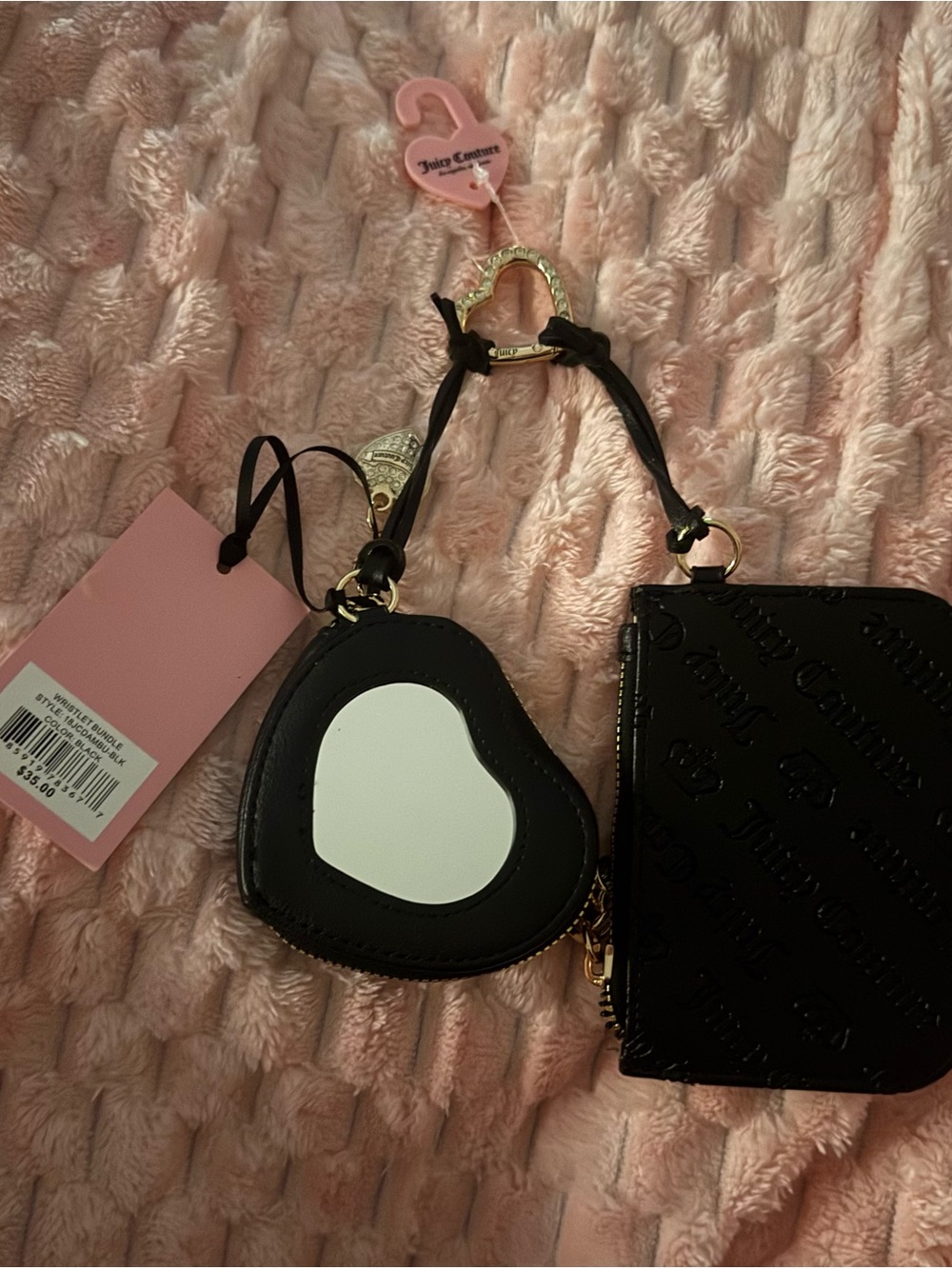 Juicy Couture Bundle keychain - Mini Heart Mirror coin pouch & Card Holder - NWT